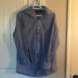 Ralph Lauren Men’s Non Iron Dress Shirt Long Sleeve Blue Check Size 16 ½ 32/33